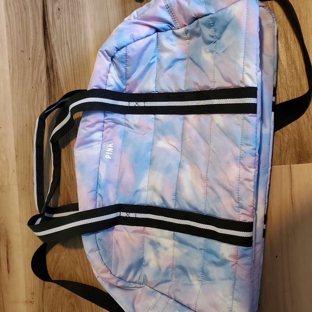 Pink duffel bag